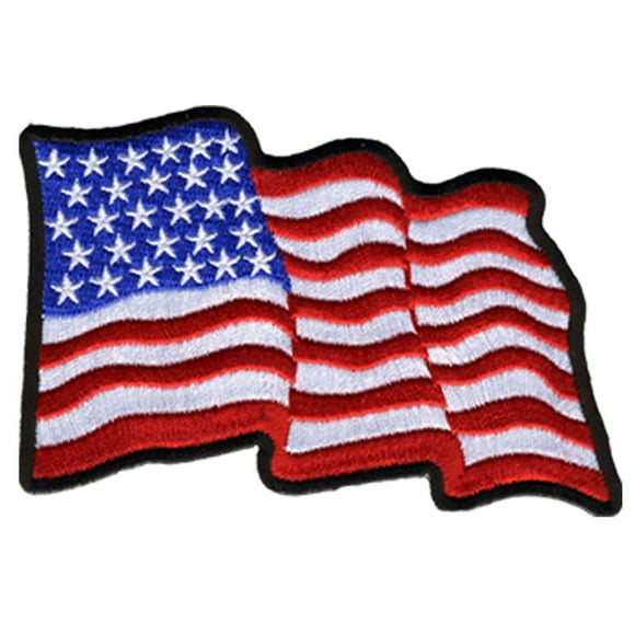 Écusson Drapeau Ondulé États-Unis - Écusson Brodé Iron-on / Rayonne Scie - 3.25 Pouces x 2 Pouces