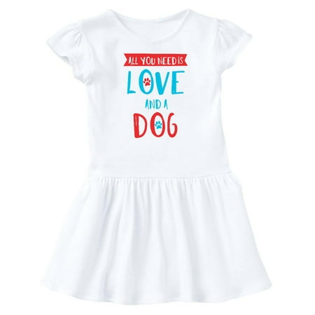 

Inktastic All You Need Is Love And A Dog Paws - Red Blue Gift Baby Girl Dress