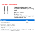 thumbnail image 2 of Trunk Lid Lift Support Kit 2 Piece - Compatible with 2010 Chrysler Sebring Sedan, 2 of 2