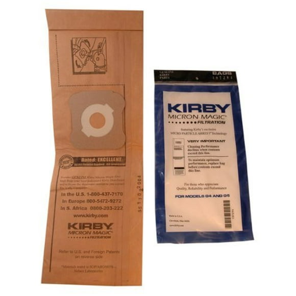 Kirby G4 G5 Microns Sacs à Vide Verticaux à 99,99 % 3 Pk 197294S, 197394A