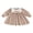 Light Brown, variant on Toddler Baby Girls Thanksgiving Outfit Pumpkin Turkey Embroidery Smocked Dress Long Sleeve Round Neck Plaid Dress Fall Clothes