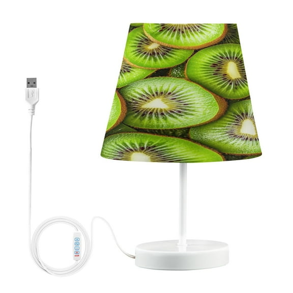 WOBOGO Kiwi Fruit Pattern Table Lamps Bedroom 3-Speed Dimmable Farm Style with Fabric Shade for Reading and Home Office