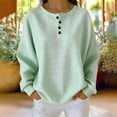 thumbnail image 3 of Tsesme Women’s Striped Sweatshirt - Round Neck Button Pullover Tops - Long Sleeve Relaxed Fits Fall Fashion Sweatshirt Tops, 3 of 6