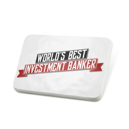 Porcelein Pin Worlds Best Investment Banker Lapel Badge –