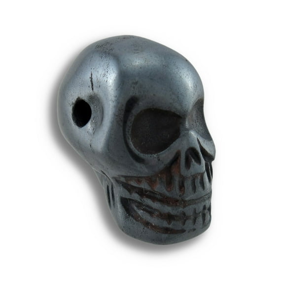 Zeckos Carved Hematite Gemstone Skull Pendant 25mm 1 in.