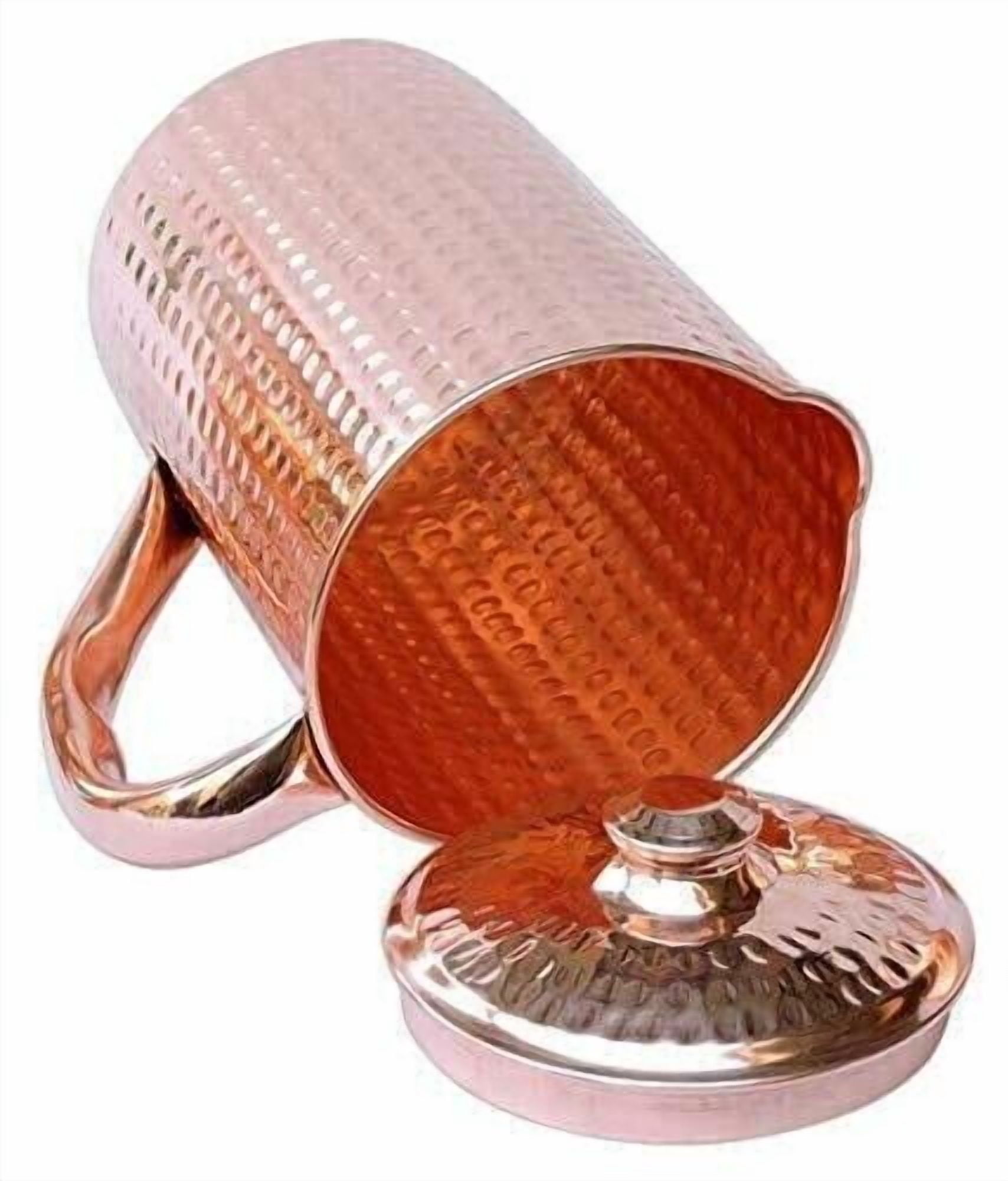 Handmade Copper Water Jug Pitcher Hammered Pot With 2 Glass For Health Benefits (1500 ml, 300 ml)