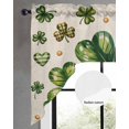 thumbnail image 2 of St Patrick's Day Swag Valances for Windows, Small Curtains Drapes, Green Shamrock Leaf Gold Coin Retro Beige Kitchen Window Curtains Over Sink Window Treatment Valance for Bedroom/Bathroom 56"x36", 2 of 5