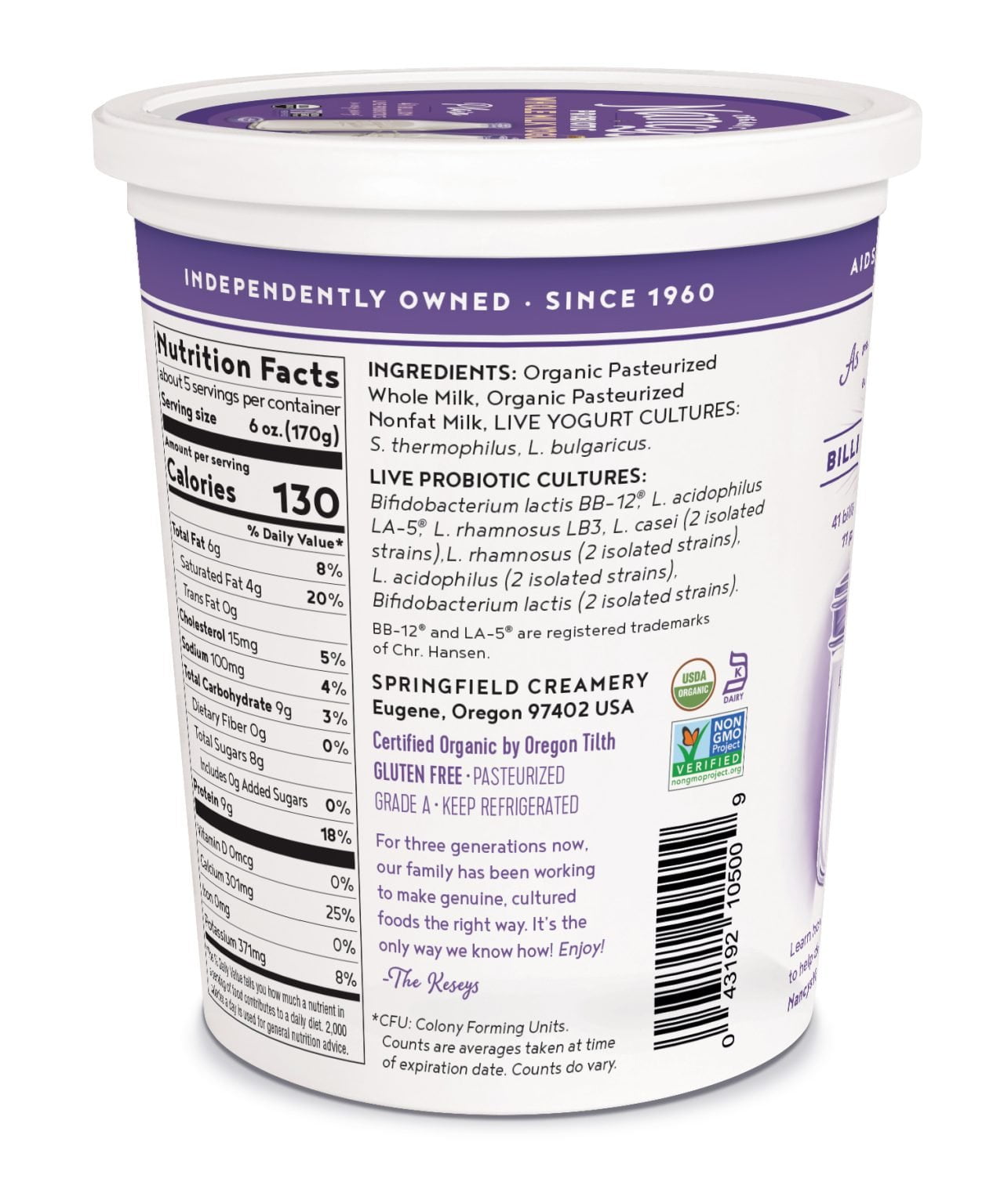 Nancy's Organic Whole Milk Probiotic Yogurt, Plain, 32 oz