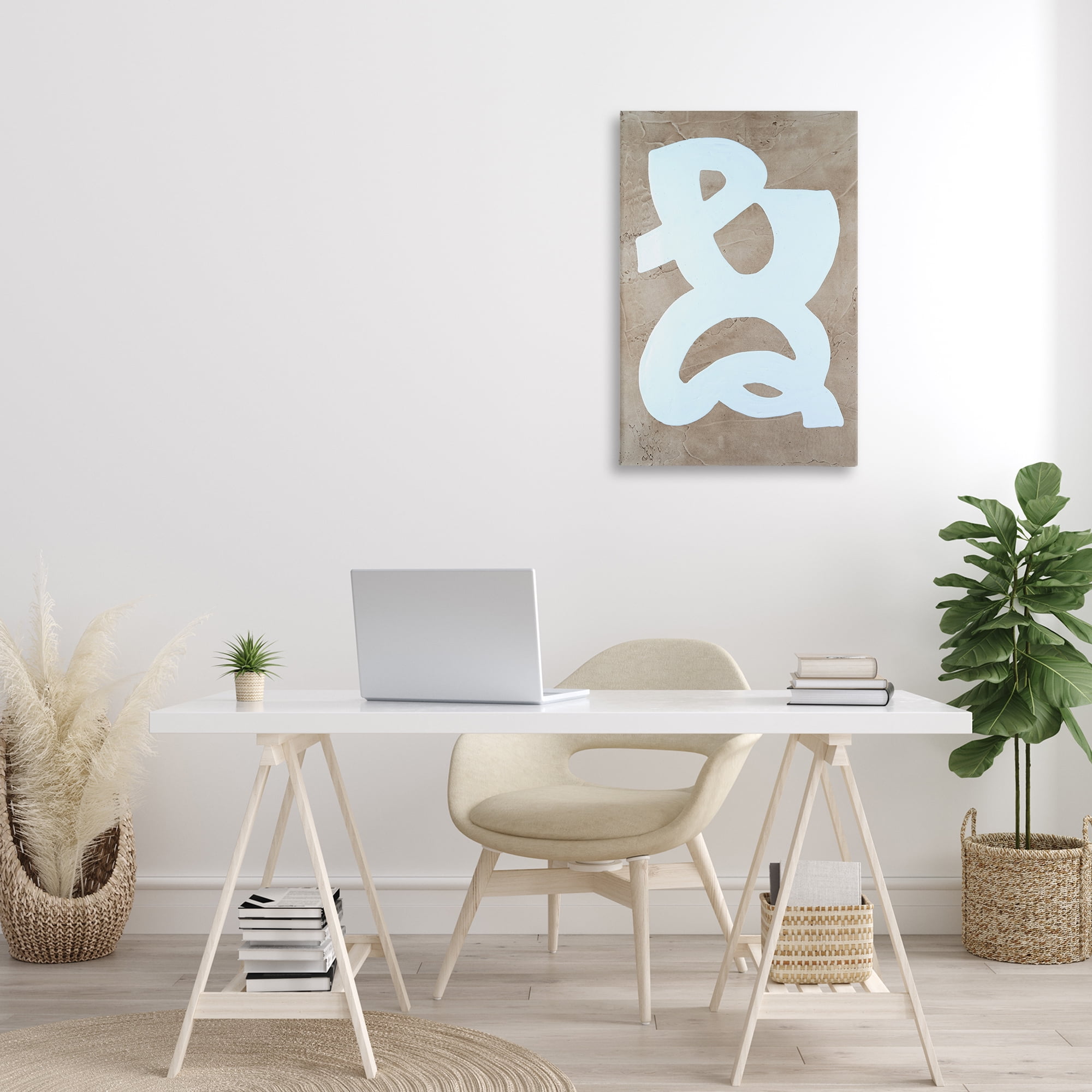 Stupell Industries Curving Form over Beige Abstract Painting Gallery Wrapped Canvas Art Print Wall Art, 20 x 30