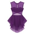 thumbnail image 6 of TiaoBug Women Lyrical Dance Costumes Asymmetric Ballet Leotard Dress Cut Out Gymnastics Dancewear Dark_Purple Large, 6 of 6