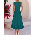 thumbnail image 6 of Merokeety Womens Summer Dresses Crew Neck A Line Midi Dress Teal xl, 6 of 7