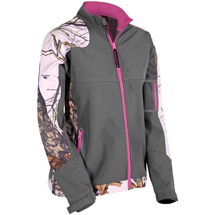 Yukon Gear Ladies Windproof Fleece Soft Shell Jacket Water Resistant Pink Camo 