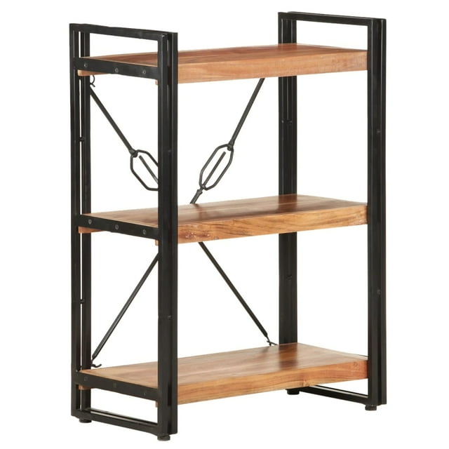 vidaXL 3-Tier Industrial Adult Bookcase - 60x30x80 cm - Solid Acacia Wood