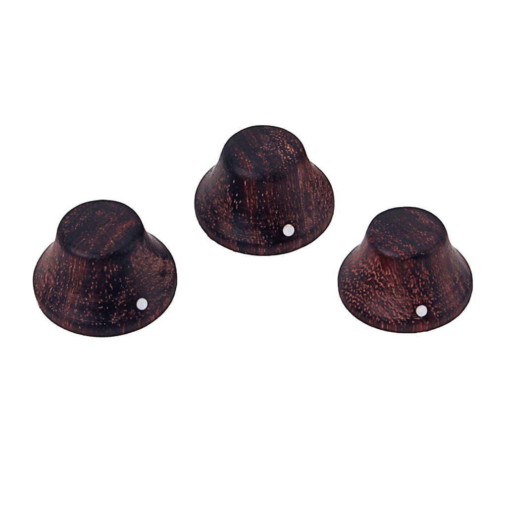 3Pcs Rosewood Guitar Speed Control Knob 6mm (0.) Dia. Shaft Pots - Volume and Buttons Replacement Part Electric Guitar