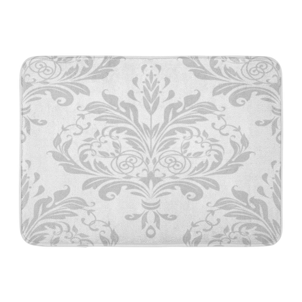 NUDECOR Damask in The of Baroque Gray and White Pattern Doormat Floor