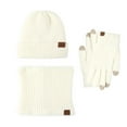 thumbnail image 2 of 3 Piece Beanie Hat Scarf Gloves Set Women Touchscreen Gloves Neck Warmer Warm Knit Beanie Cold Weather Skull Caps Winter Scarf White One Size, 2 of 4