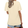 thumbnail image 5 of Womens Shirts Blouse Summer Women's Top Casual Short Sleeved Solid V-neck Lapel Top T-shirt, 5 of 7