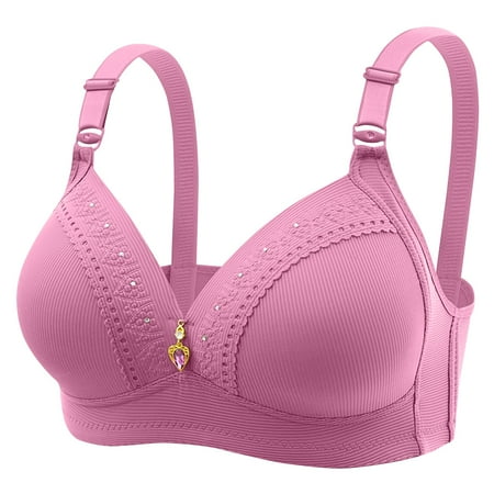LISTHA Push Up Bras for Women Wirefree Seamless Breathable T-Shirt Bra Adjustable Straps Full Coverage Everyday Bralettes Purple Pink 44