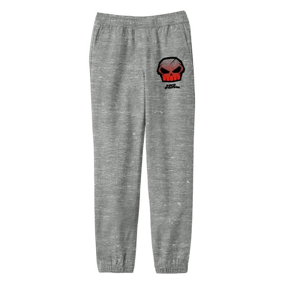 No Fear Red Skull Logo Boys' Heather Gray Jogger Pants-Medium
