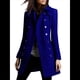 thumbnail image 3 of Abrigo Cruzado de Invierno para Mujer, Elegante Abrigo Tipo Gabardina de Mezcla de Larga con Cuello de Solapa y Botones Azul M, 3 of 6
