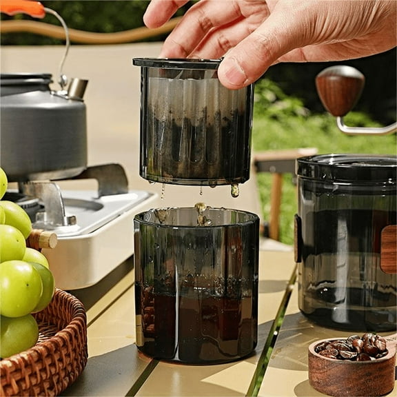 Coffee Maker with Permanent Filter Reusable Stainless Steel Dripper Stackable Design,Black