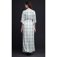 thumbnail image 2 of Bimba Rayon Check Shibori Printed Gown Kimono Sleeves Summer Long Maxi SlitÂ&nbsp;Dress-XSmall, 2 of 6