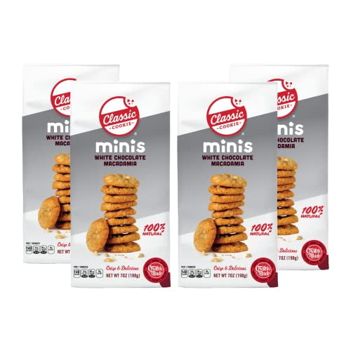 Classic Cookie Minis Crispy White Chocolate Macadamia Cookies, 4 Bags, 7 oz. Each