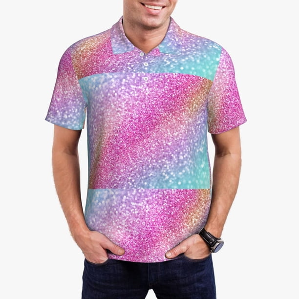 Fotbe Fun Rainbow Camiseta Polo de Golf para Hombre con Estampado – Camisa Deportiva Transpirable con Cuello Abotonado-Large