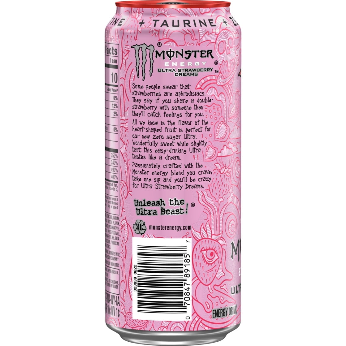 Monster Energy Ultra Strawberry Dreams, Sugar Free Energy Drink, 16 fl oz Cans, Pack of 12