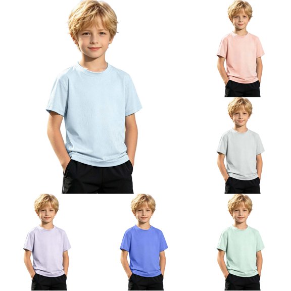 Boys Mesh Short Sleeve Summer Breathable Ice Silk Tee Sport Shirts Kids Casual Wear Classic Fit Tees for Boys
