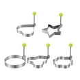 thumbnail image 2 of Fasiaou 5 Pack Eggs Rings, Stainless Steel Egg Cooking Rings, Round Pancake Mold for Frying Eggs, Omelet and Muffins, Non-stick Fried Egg Mold Ring with Oil Brush and Slotted Spatula,5 Shapes, 2 of 9