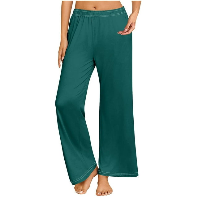 Pantalones de chándal holgados y anchos para mujer: cintura alta elástica, bolsillos laterales, tejido suave y transpirable, para el día a día, el trabajo o las vacaciones, varias tallas