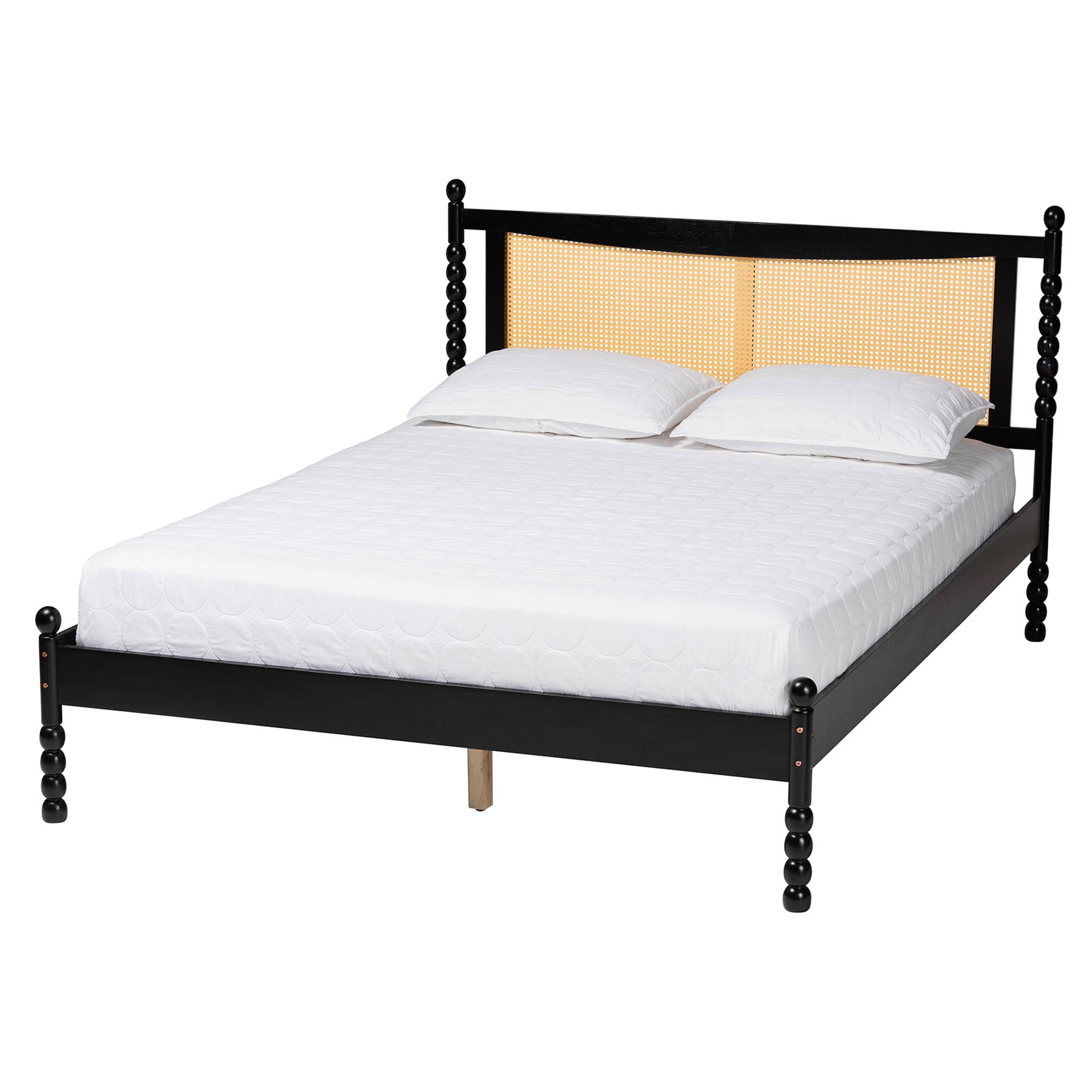 Baxton Studio Okena Mid-Century Platform Bed, Queen, Black