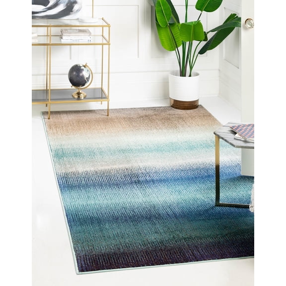 Rugs.com Hyacinth Collection Rug – 5' x 8' Blue Medium Rug Perfect For Bedrooms, Dining Rooms, Living Rooms