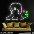 thumbnail image 2 of Craftnamesign Dog Line Art Neon Sign, Dog With Flower Wall Decor, Bedroom Wall Art, 2 of 4
