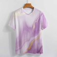 thumbnail image 3 of Marble Blue Greene Purple And Gold Stripes Women's Short Sleeve T-Shirt Crew Neck Casual Summer Trendy Loose Fit Tops, 3 of 6