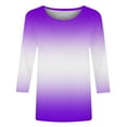 thumbnail image 4 of BLVB Womens Tops 3/4 Sleeve Gradient Cute Tops Crewneck Slim Fit Half Sleeve Tshirts Shirts Fall Fashion Blouse Tunic White, 4 of 5