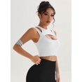 thumbnail image 3 of Push up Sports Bra for Women Sexy Hollow Crop Tops with Removable Cups Workout Fitness Yoga Bra Medium Support White S, 3 of 8