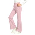 thumbnail image 2 of Spazoro Girls Flare Pants with Pockets, Elastic Waist Loose Fit Stretchy Solid Color Flare Leg Warm Casual Trousers for Daily Wear Pink Size 10, 2 of 8
