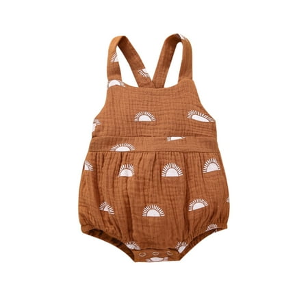 

Tretra Newborn Infant Baby’s Sun Printed Button Suspender Triangle Romper
