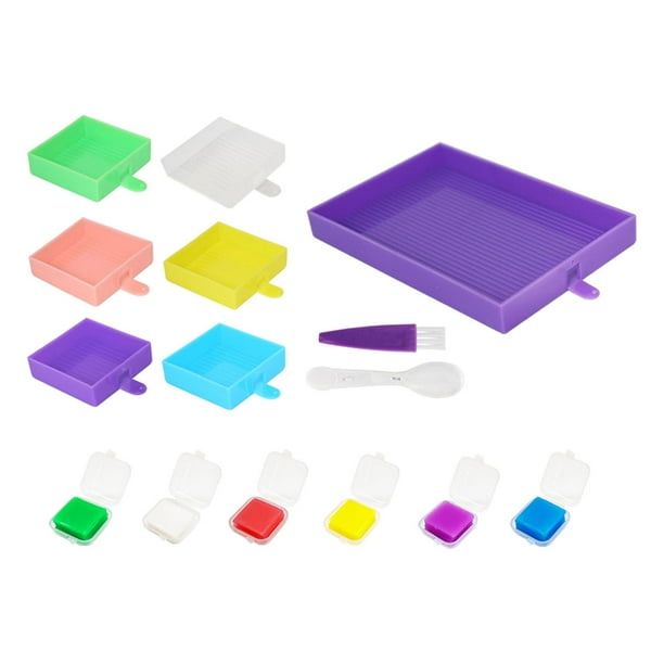 Kits de bandejas de pinturas de diamantes Pegamento Barro de arcilla Contenedor de gran capacidad Herramienta de diamante 5D Organizador de