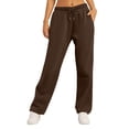 thumbnail image 3 of CHUANK Pantalon de Jogging Doublé pour Femmes, Jambe Droite Grand, Taille Haute, avec Poches, 3 of 7