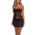 thumbnail image 1 of Douhoow Women 2 Piece Bandage Cutout Split Lace Mesh Tube Top and Mini Skirts, 1 of 9