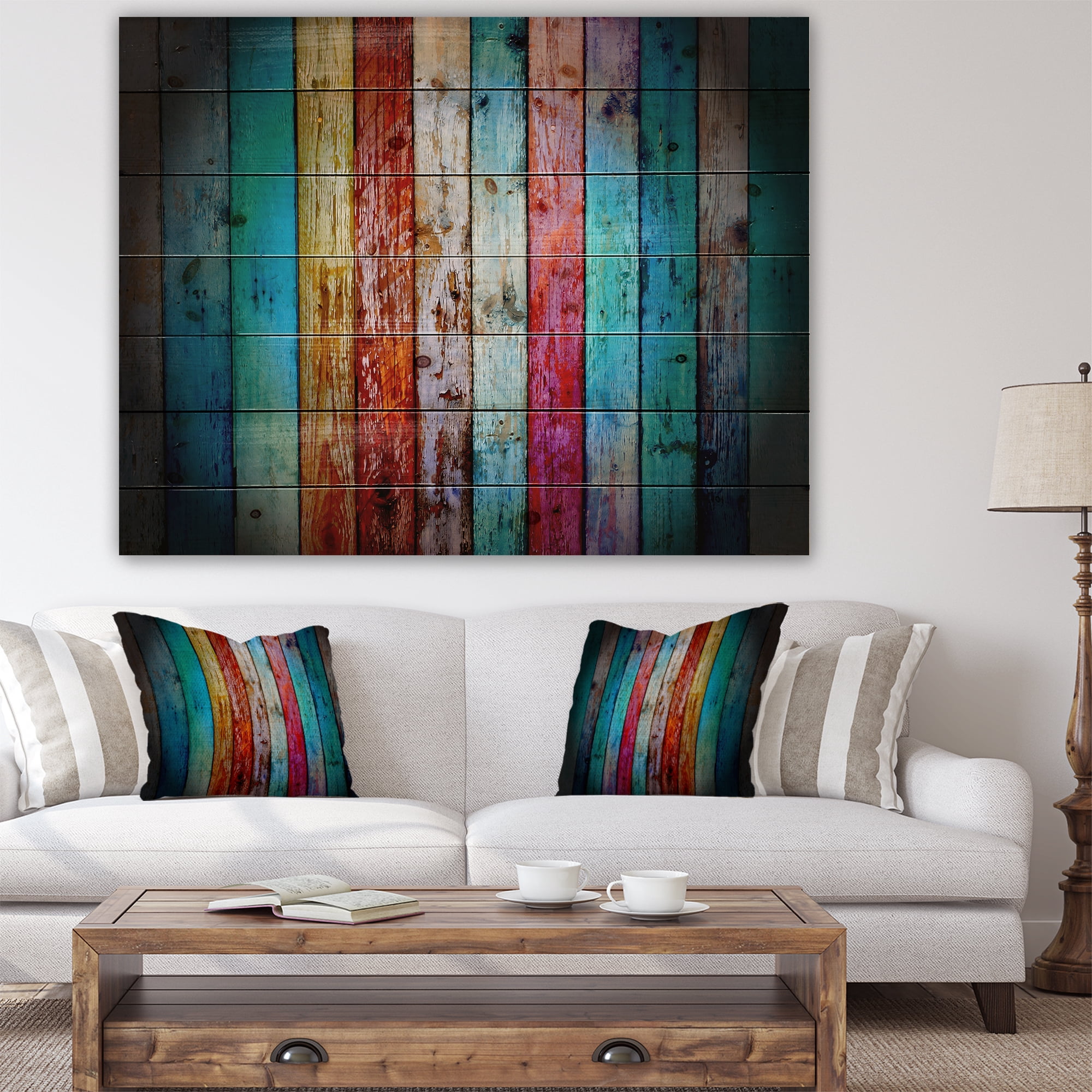 Designart 'Traditional Wooden Pattern ' Contemporary Print on Natural Pine Wood