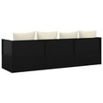 thumbnail image 3 of vidaXL Outdoor Lounge Bed with Cushions Black Poly Rattan, 3 of 5