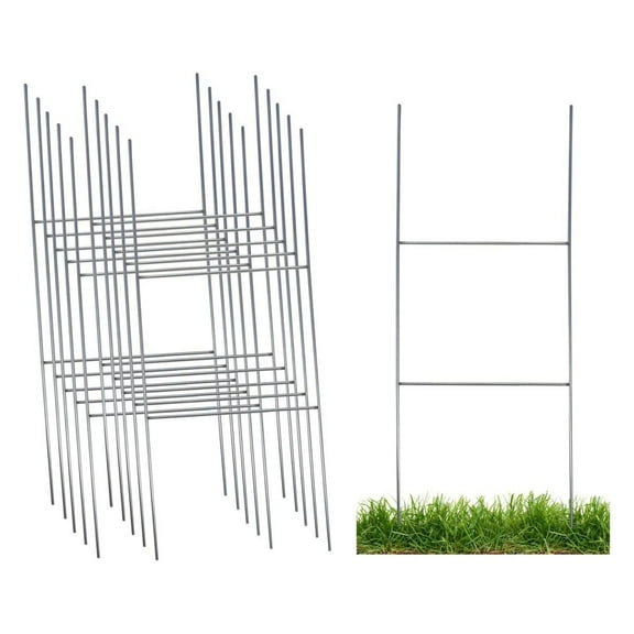 Sturdy Metal Wire Step Stake Frame for Yard Signs - 10 x 24 inch H Frame Wire Stake Sign Spikes (10 Pack) Ease to use, Made in USA, Same Day Shipping