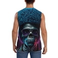 thumbnail image 4 of Pofeuu Punk Style Blue Haired Skull Print Men's Muscle T-Shirt, Sleeveless, Muscle Tank, Classic Muscle Tee Top For Men Casual Sleeveless Muscle T-Shirt Trendy Clothes-X-Large, 4 of 7