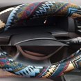 thumbnail image 4 of Shiawasena Funda Para Volante De Coche, Tela De Lino Gruesa, Estilo Étnico, Ajuste Universal De 15 Pulgadas, Antideslizante, Absorbente Del Sudor (I#), 4 of 4