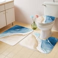 thumbnail image 4 of Blue Brown Bathroom Rugs Set Waves Watercolor Gradient Abstract Beach Non Slip Absorbent Soft Bath Mats 3 Piece Set with Bathroom Rug, U-Shaped Floor Mat, Toilet Seat Cover Large Size, 4 of 9