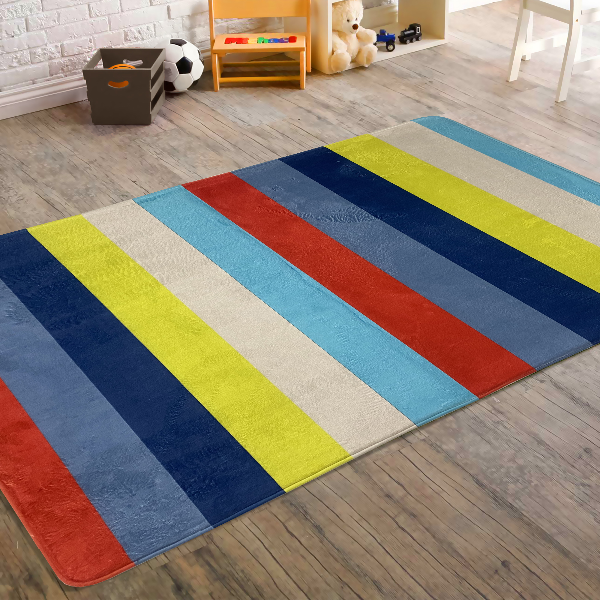 Heritage Club Rugby Stripe Printed Rug, Rectangle, 30" x 46", Multi
